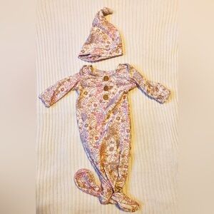 Caden Lane Floral Newborn Gown and Hat Set
